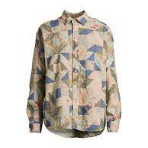 Ralph Lauren Women's Cotton Floral Patchwork Box Pleat Cotton Shirt - Picture 6 of 12